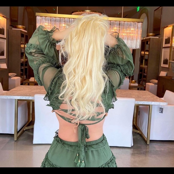 Olive Lace Up Mini Dress - Picture 5 of 8